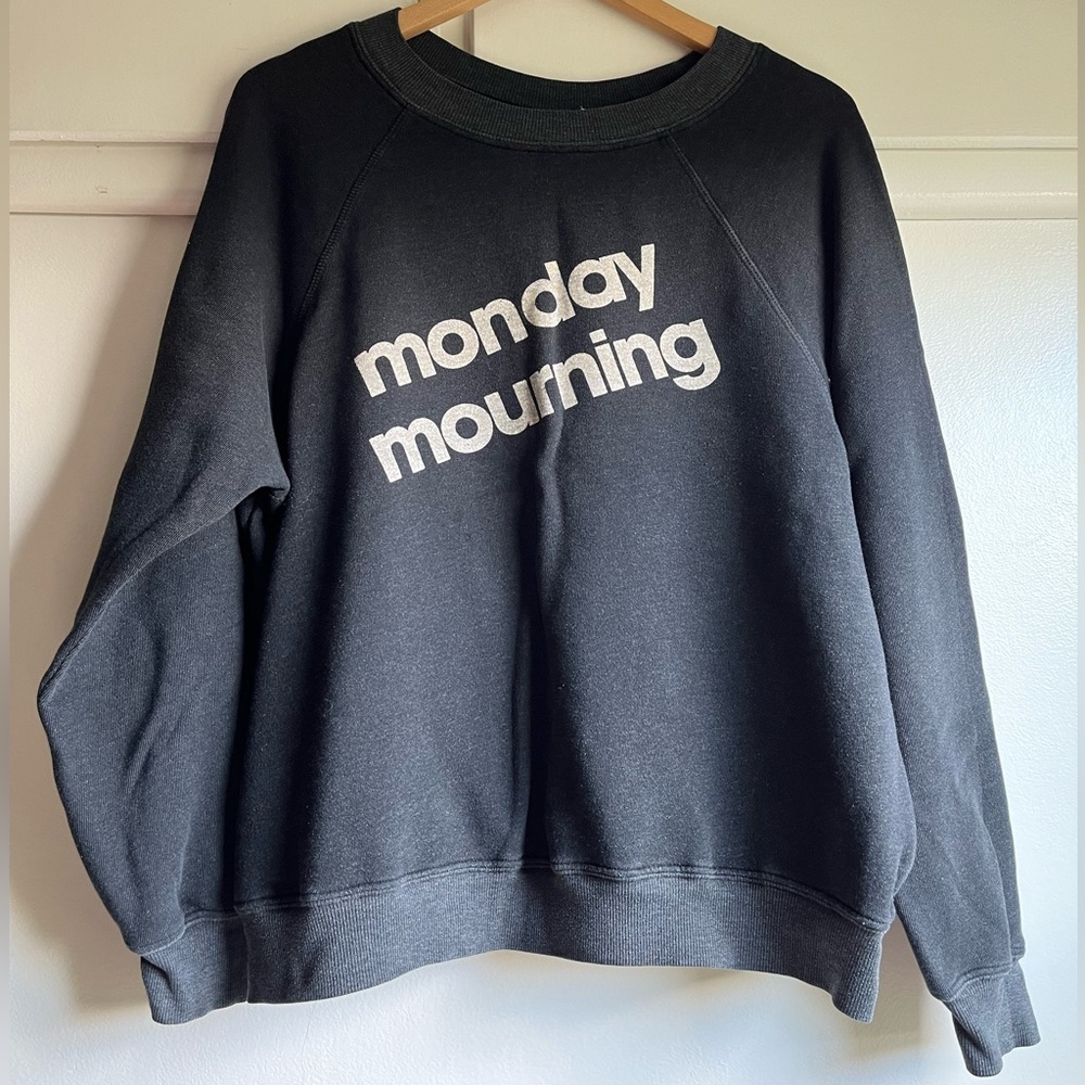 Wildfox Monday Mourning Dark Charcoal Grey Sweatshirt Size Medium